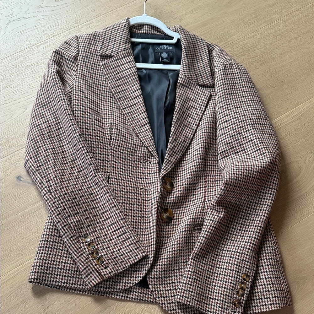 Urban Outfitters Houndstooth Blazer - Brown and Black